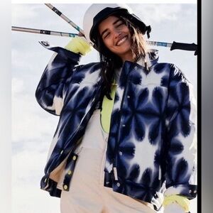 Free People Bunny Slope Navy and White Ski Jacket